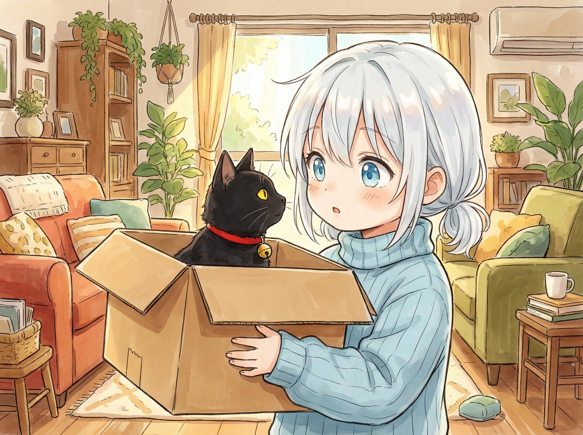 箱入りクロちゃん🐈‍⬛📦 #のんクロ AIイラスト AIart