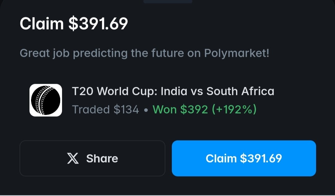 Thanks for the pocket money <a href="/Polymarket/">Polymarket</a>