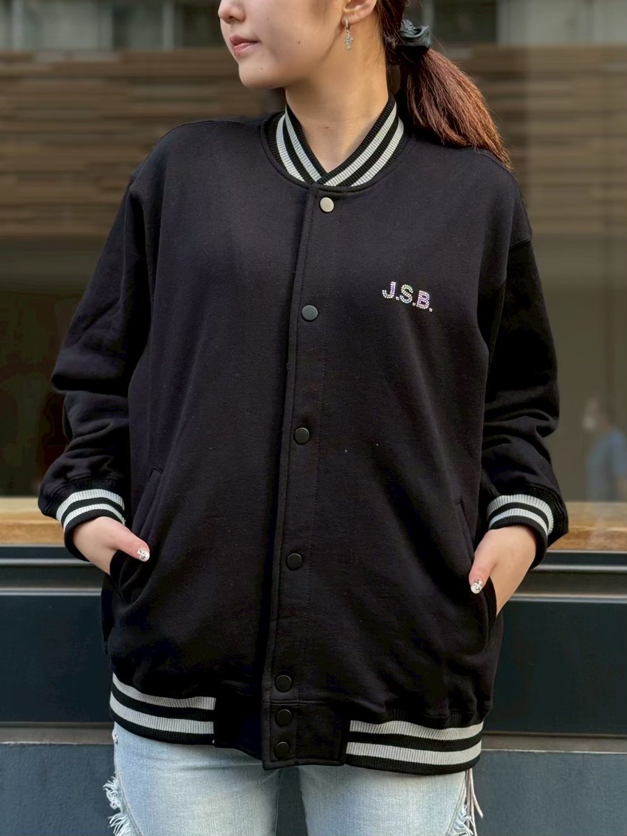 J.S.B.】 □ITEM LINE-UP Rhinestone Logo Sweat Varsity Jacket PRICE