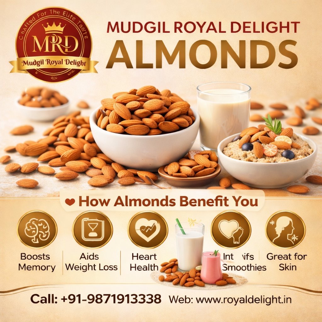 MudgilRoyal's tweet photo. Boost your day with premium quality Almonds from @MudgilRoyal Delight 👑

Pure. Natural. Royal Quality.

📞 +91-9871913338
🌐 https://t.co/X8ApPA1BrT

#MudgilRoyalDelight #Almonds #HealthyLiving #PremiumQuality #DryFruits #DailyNutrition #MRD
#HEALTH #dryfruits https://t.co/ynclgXVzUB