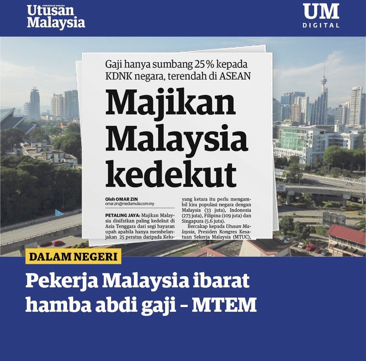 Rakyat Malaysia malas?

Cuba tengok productivity chart. Setiap tahun ada peningkatan. Tetapi gaji kekal sama.

Masalah nya di mana?

Majikan di Malaysia memang kedekut.