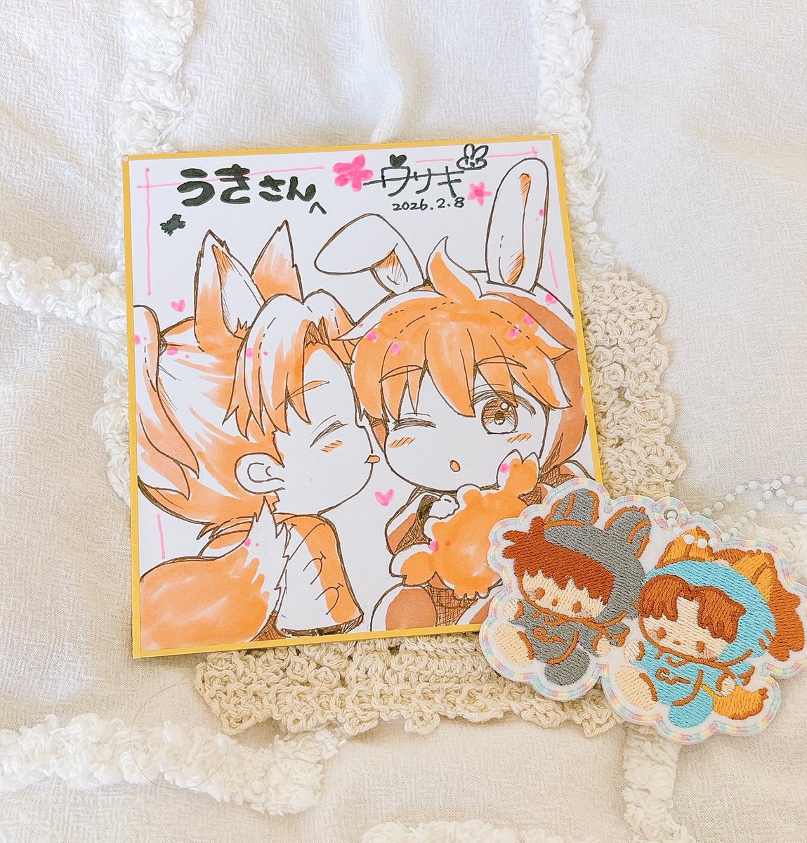 うきさんちの🦊🐰利土描かせていただいた色紙がご本人の元へ♡ そして