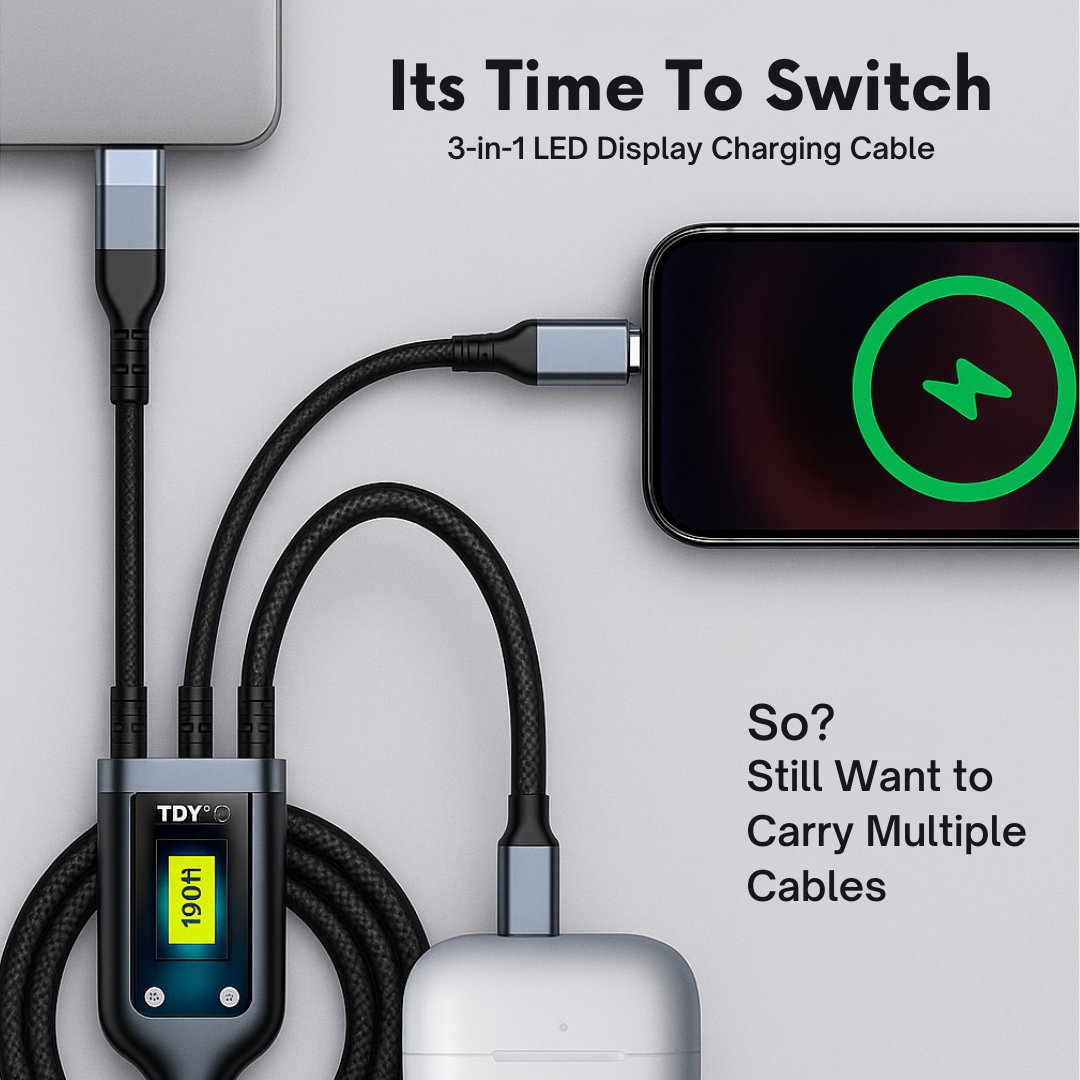grunxstore's tweet image. Grunx-One Cable. All Devices. Zero Mess. 🔥
 the Trono 3-in-1 LED Display Charging Cable built for speed and durability.
No more carrying multiple cables. Charge smarter. Travel lighter.

#LightningCable #MicroUSB #TechAccessories #SmartCharging #AvailableAtGrunX