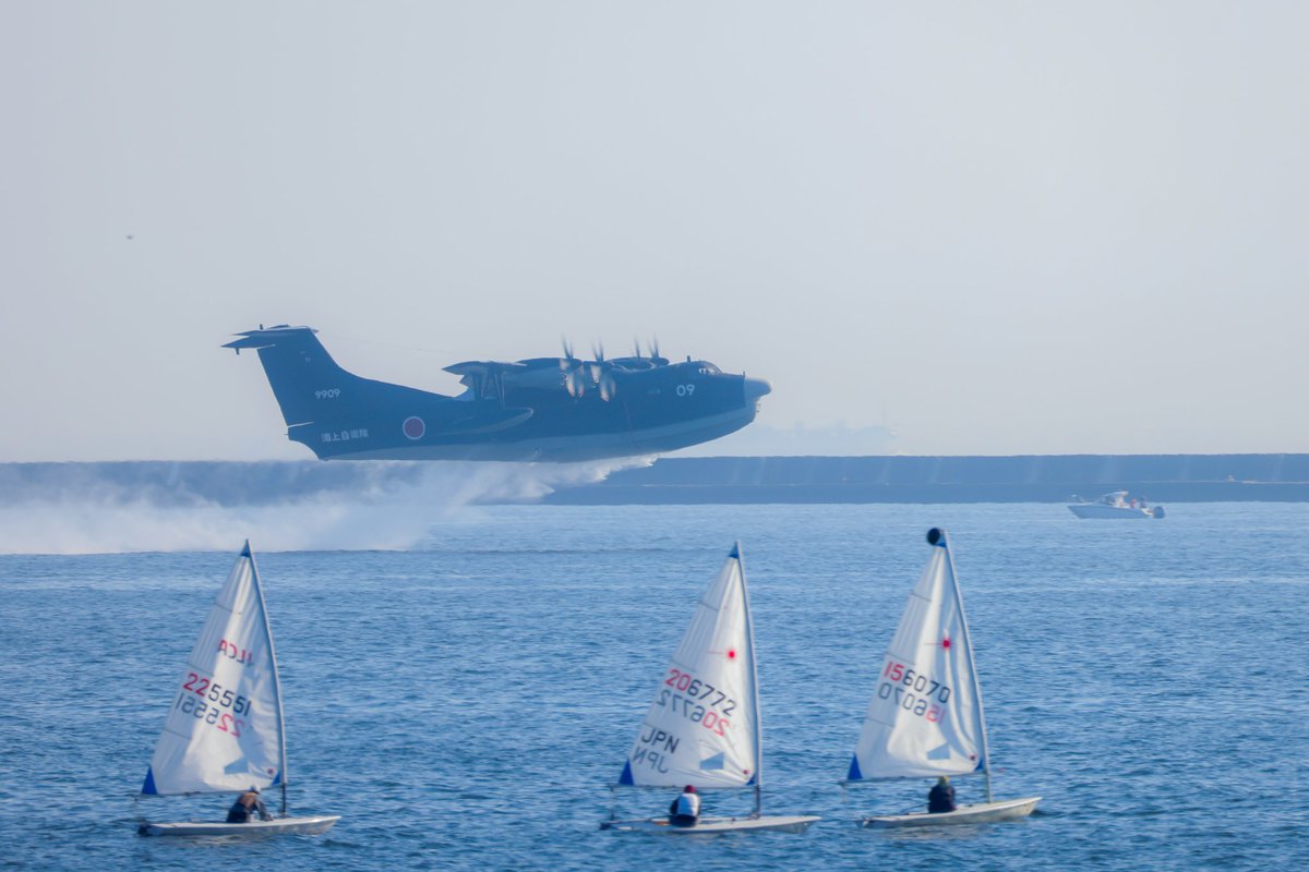ek_2371's tweet photo. 2026年2月21日
友達から救難飛行艇US-2の9号機が昼から海自にドナドナされていくとの情報もらって出動。
初めて水に浮かぶUS-2見れて感動！
#救難飛行艇US2 #新明和工業 #海上自衛隊 #離水シーン https://t.co/JWxtrL2qI4