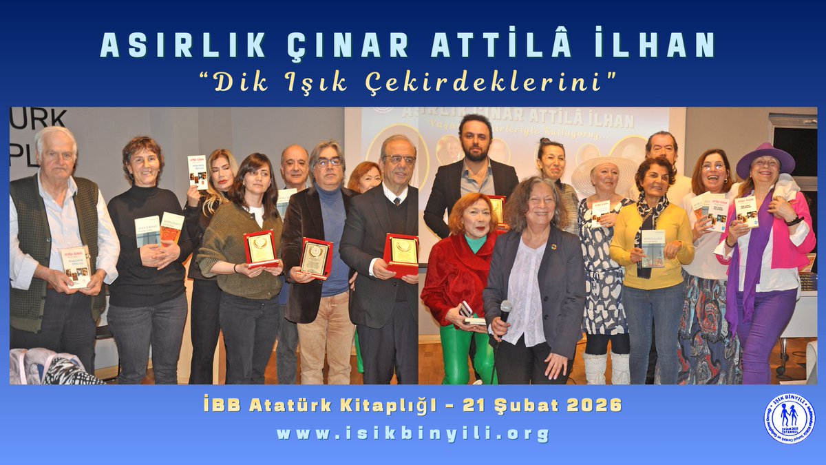 isikbinyili's tweet photo. "Asırlık Çınar Attila İlhan~Dik Işık Çekirdekleri" adlı program; @IBB_Ataturkktp'nda #Türkiye'nin en önde gelen şairlerinden A.İlhan'ın 100.cü Doğum Yıldönümünü @isikbinyili öncülüğünde 21 Şubatta kutladık. #DünyaŞiirGünü #aibsvakfi
#attilailhan100 #İBB_Ataturkktp @doganhizlan https://t.co/aUBElJBr6h