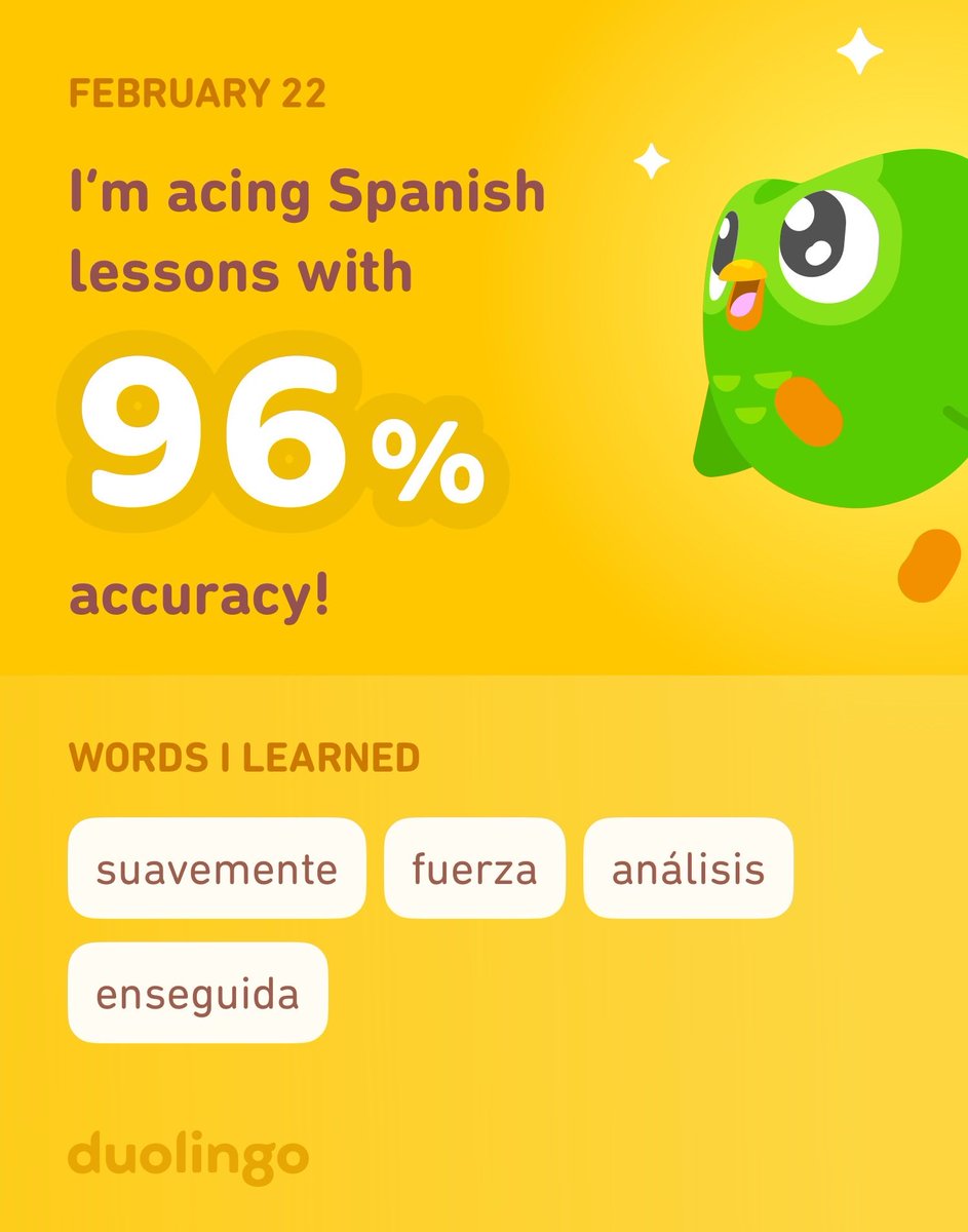 constancecaden's tweet photo. I’m learning Spanish on Duolingo! It’s free, fun, and effective. https://t.co/UnFqOUsbTi