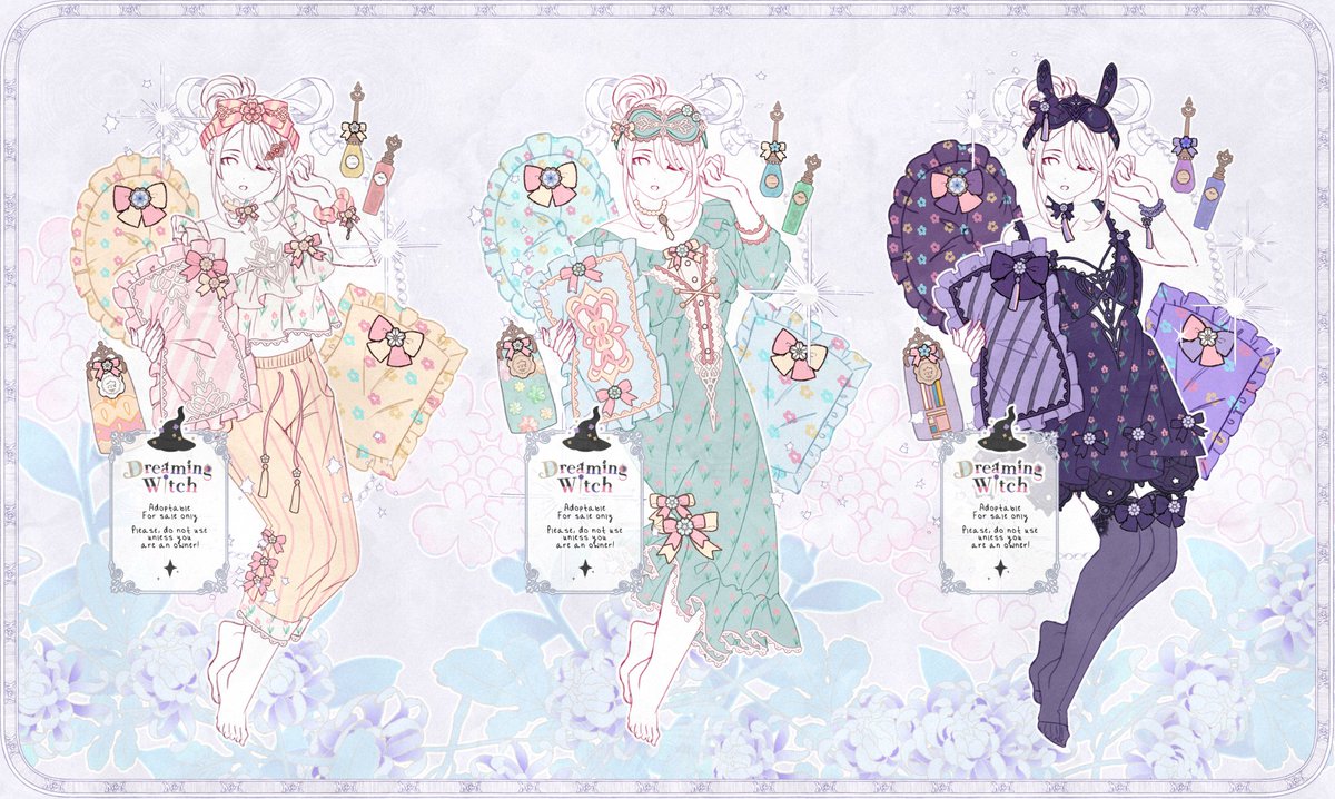 PJ \ Sleepwear Adoptable WIP YCH Designs are done! 😊😊😊🩷🍑🌷

Can't wait to make even more... u\\\\u 🩷🩷🩷