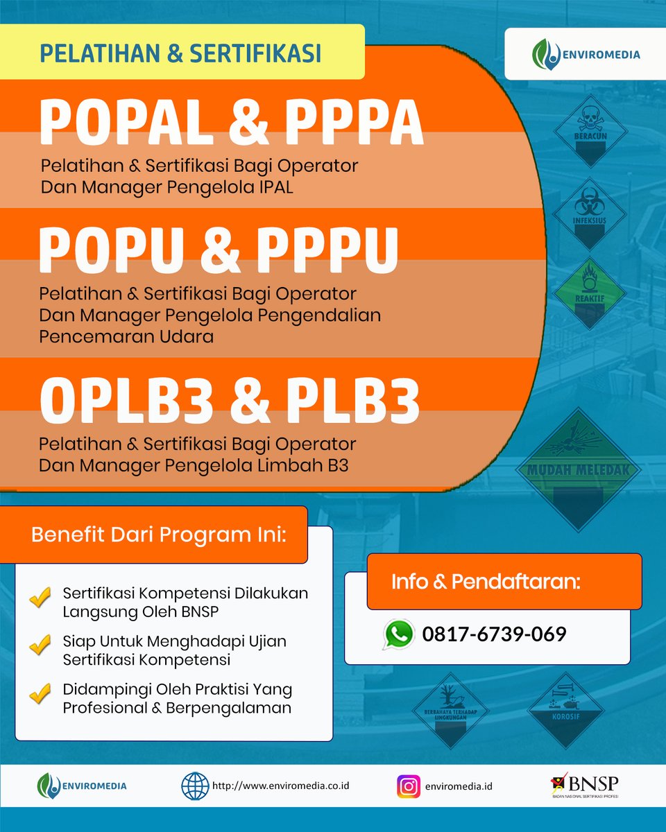 KonsultanDokum1's tweet photo. Berpengalaman, CALL 0817-6739-069, UJI KOMPETENSI OPLB3 DAN PLB3 ZOOM

Website: https://t.co/WcEDUZXe0e
IG: https://t.co/pT5Y1ZvOR3
Fast Respon:
Hubungi: 0817-6739-069 atau
Klik https://t.co/DQs4ZwI910

#Trainingdansertifikasicnc #Limbahindustrijanganbuangkesungailah #Pertek https://t.co/T9jbC3CUAP