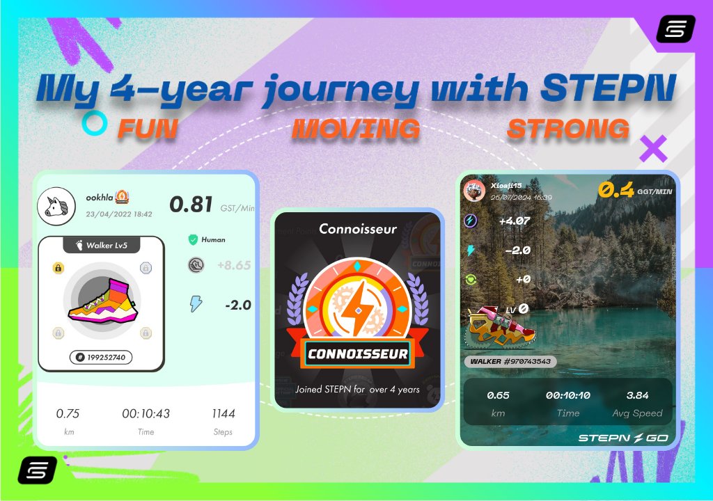 4⃣ years with STEPN 👟🔥

I first started with STEPN OG in 2022 but couldn’t stay consistent back then. Still, I kept following the journey on X and YouTube 👀📱

My real comeback happened during the STEPN GO launch 🚀✨
With little crypto knowledge at first, <a href="/Stepnofficial/">STEPN GO</a>  made