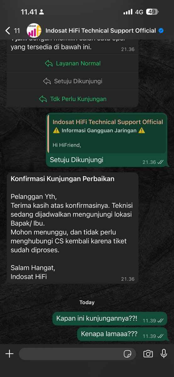 tiknoira's tweet photo. @hifiindosat kapan ini teknisi datang??? Kenapa lama perbaikan internet mati???!!! https://t.co/luB5f4DYM2