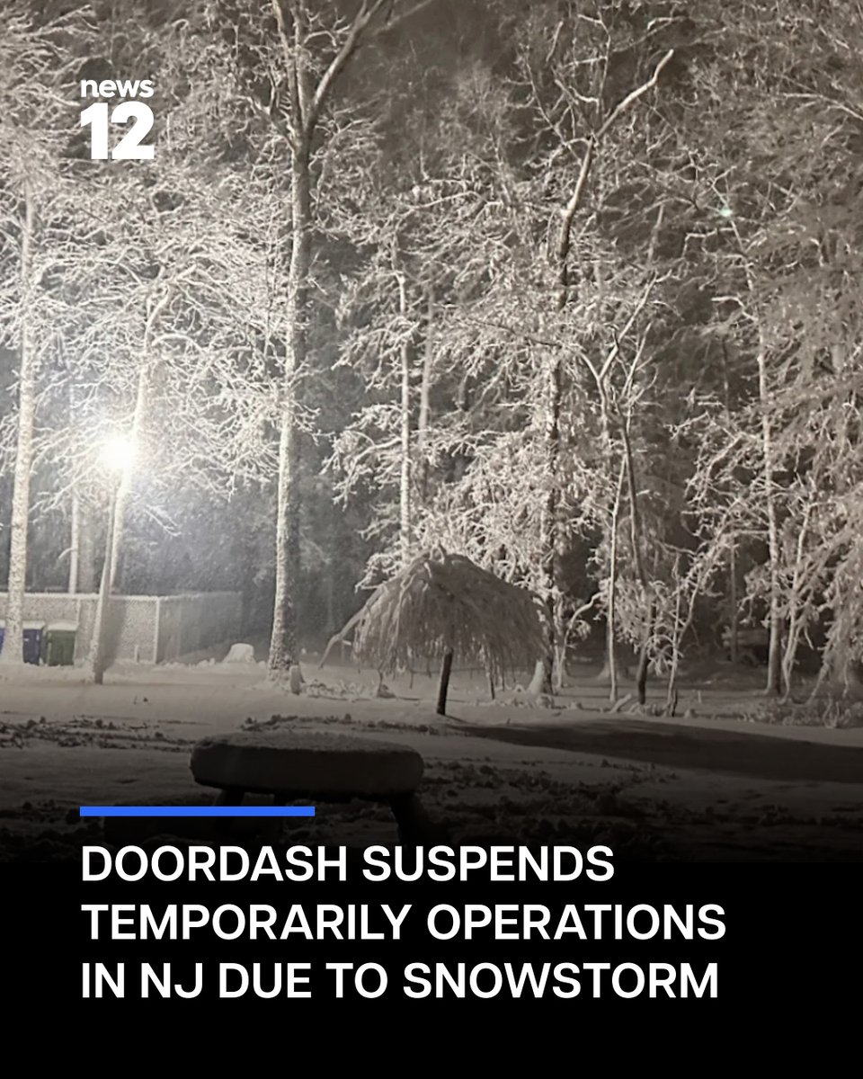 News12NJ's tweet image. STORM WATCH: DoorDash temporarily suspended operations across New Jersey as a major winter storm impacts the state.

#News12NJ #StormWatch #DoorDash #NewJersey #WinterStorm #WeatherAlert

tinyurl.com/5s77nuxj