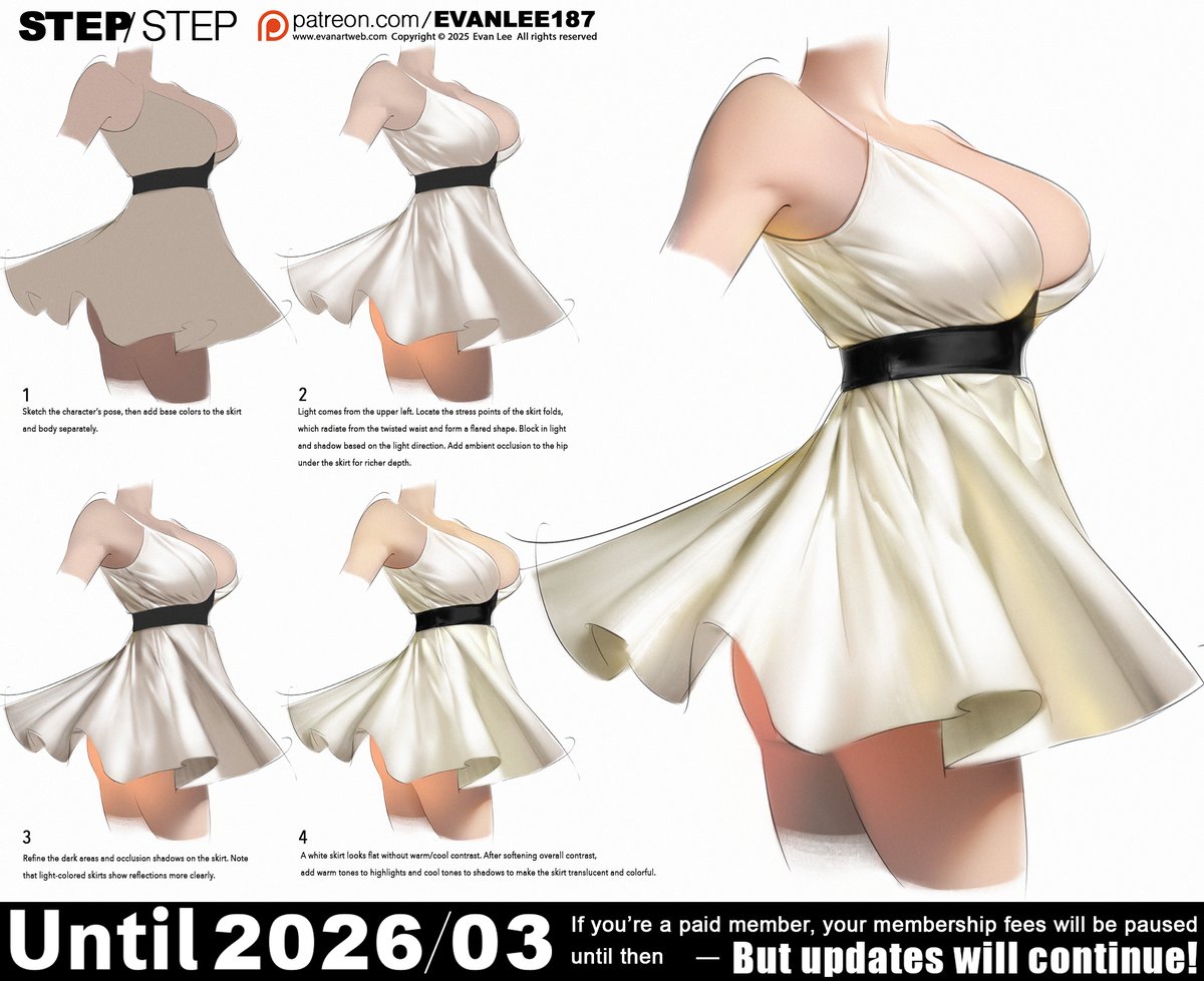 How to draw Flowing Dress?
Free access extended until the end of March 2026! Pick a tier to unlock its tutorials. Choose only once—go highest to get all content with a single payment! #evanlee #joinmyPatreon #togetrecord #PSD #material #painting