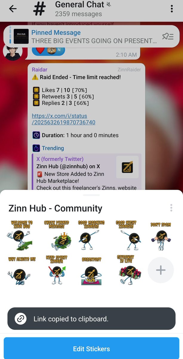 Thanks for <a href="/zinnhub/">Zinn Hub</a> to create great platform for us.
It's simple, fast and better than other 😉
Let's go sign-up and show your skill on your store.
Let's get fun with Sticker that community has created.

• Link : t.me/addstickers/Zi…
• Group : t.me/zinnhubcommuni…