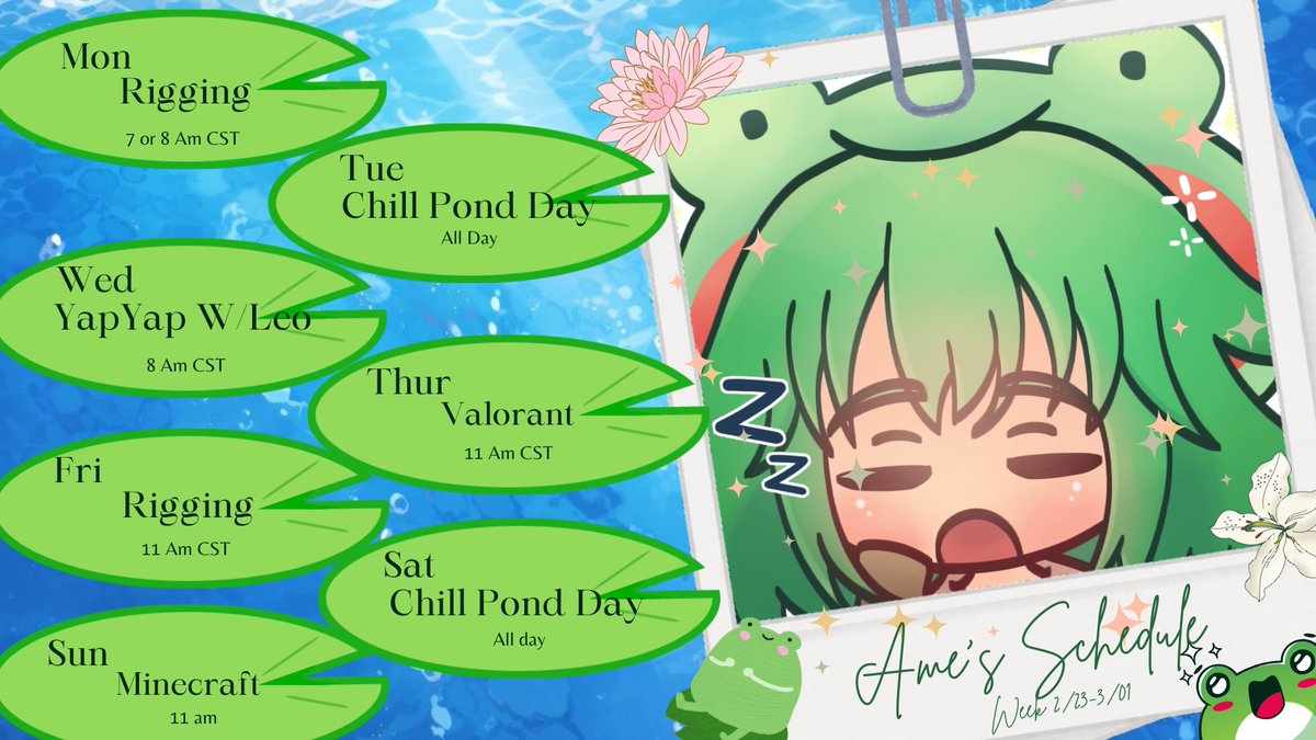 Next weeks schedule!