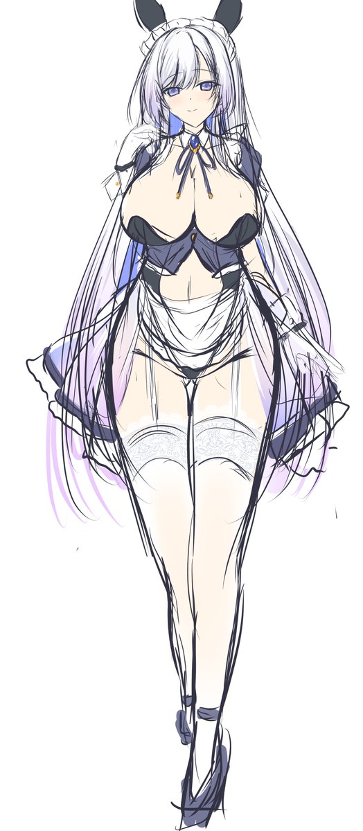 #自分で生み出した一次創作オリジナルキャラを流そう
メイド、バニー、デカ乳デカ尻・・・
と僕の好きな物詰め込みセットの
銀髪ロング激甘お姉さん 