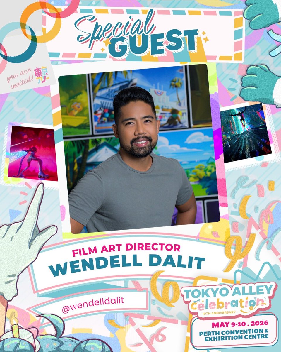 tokyoalleyperth's tweet photo. 🎉𝐖𝐄𝐍𝐃𝐄𝐋𝐋 𝐃𝐀𝐋𝐈𝐓🎉 
 Tokyo Alley is honoured to host Wendell Dalit, Art Director and visual development artist at Sony Pictures Animation.
 
Stay tuned for more information about his appearance and gallery exhibition at Tokyo Alley: CELEBRATION 2026! #WendellDalit https://t.co/MVK0LgPsqC