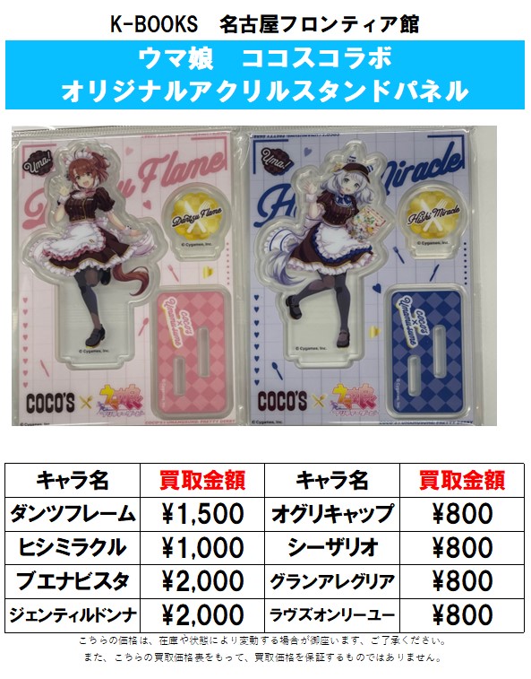 買取情報】 ウマ娘×ココスコラボのオリジナルアクリルスタンドパネル