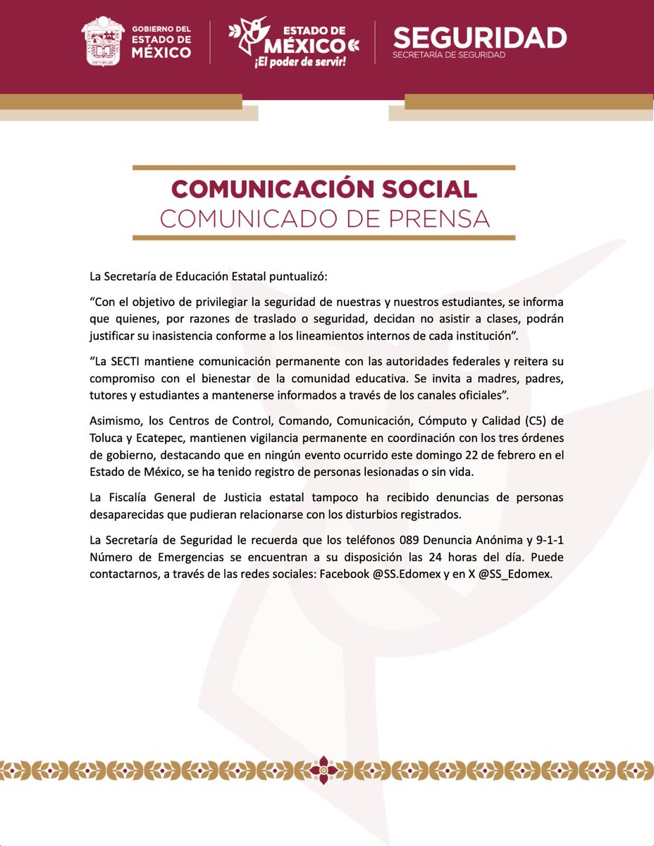 Edomex's tweet photo. #EdoMex mantiene despliegue operativo permanente en todo el territorio estatal; @SeducEdoMex anuncia que se suspenderán actividades escolares en 14 de los 125 municipios de la entidad. #ElPoderDeServir https://t.co/6wamXN38BZ