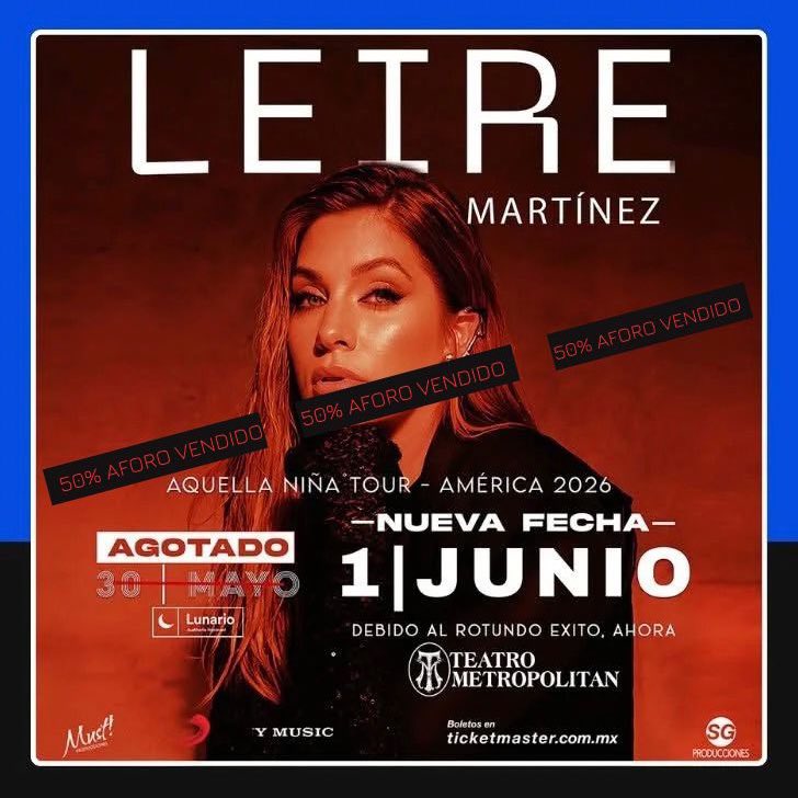 ¿Aún sin boletos para la segunda fecha de Leire Martínez en Ciudad de México? 🇲🇽 

Aún quedan boletos, actualmente <a href="/LeireMo/">Leire Martínez</a> ya ha vendido el 50% de su segunda fecha. 

🔗 Boletos en este link: 
ticketmaster.com.mx/leire-martinez…