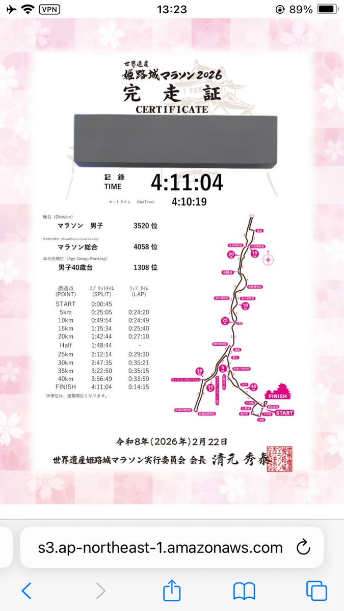 moruo7's tweet photo. #ランプラ 42.195km

体調悪いのにワンチャンサブ3.5を狙おうとした私がバカでした

早々にペースダウン
意識が朦朧として川に落ちかけ沿道の方に助けられました

歩いて何とか完走

サブ4できなかったのは10年ぶりです

しばらく走りません

コースと沿道の声援は最高でした

#世界遺産姫路城マラソン https://t.co/Xm80pviehf