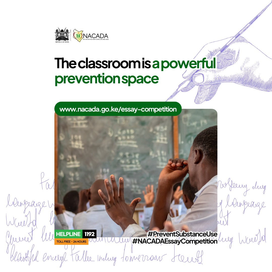 The classroom is a powerful prevention space. 🏫✨

By guiding learners to research &amp; write about substance use prevention, teachers equip them with knowledge that protects their future.

Senior school educators, encourage your students to join the NACADA National Essay Writing