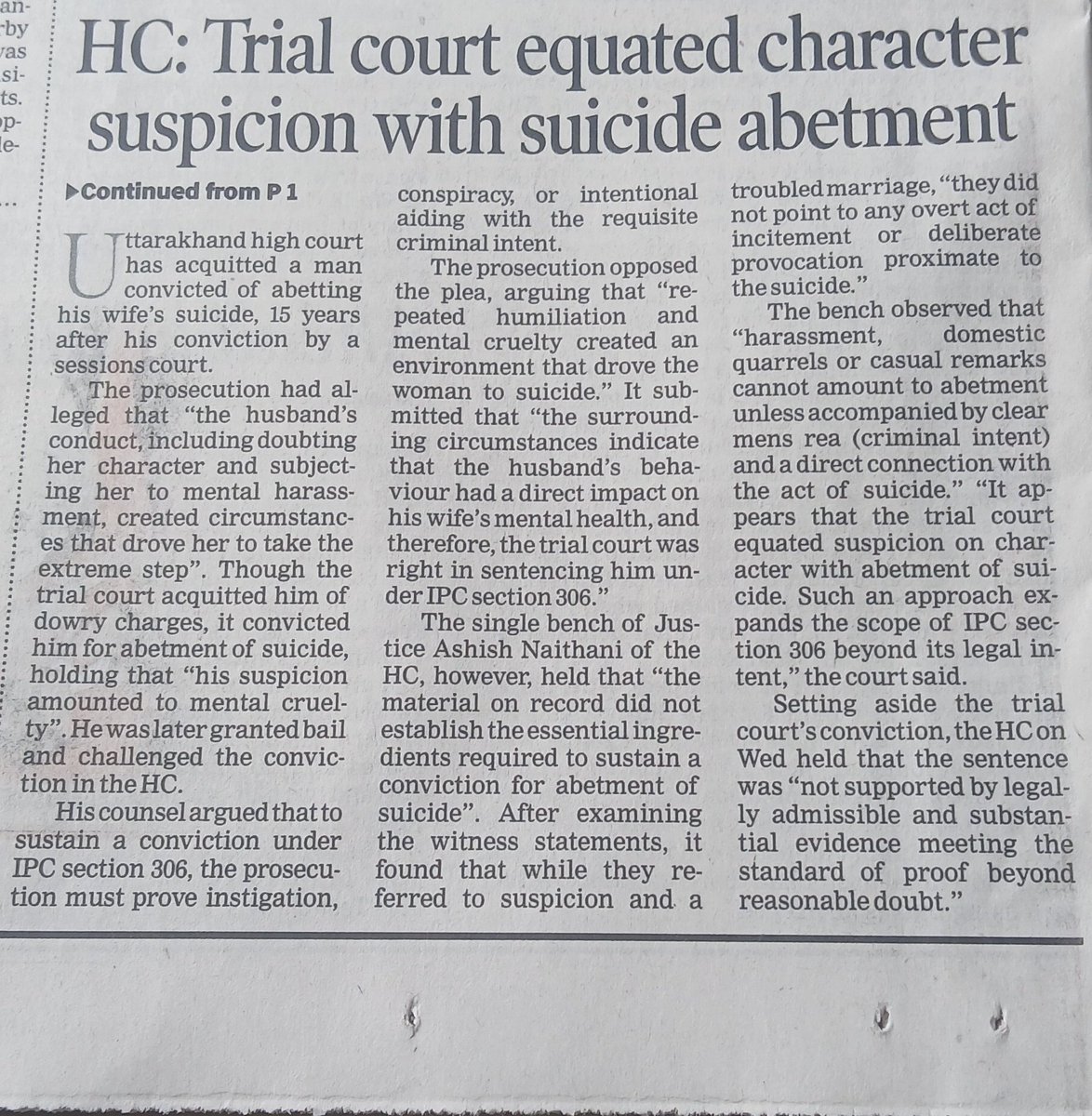 anandsh04294243's tweet image. ⚖️ 15 साल बाद इंसाफ: संदेह ≠ उकसावा
#HighCourt #IPC306 #RuleOfLaw #IndianJudiciary #LegalUpdate
#Uttrakhand @pushkardhami