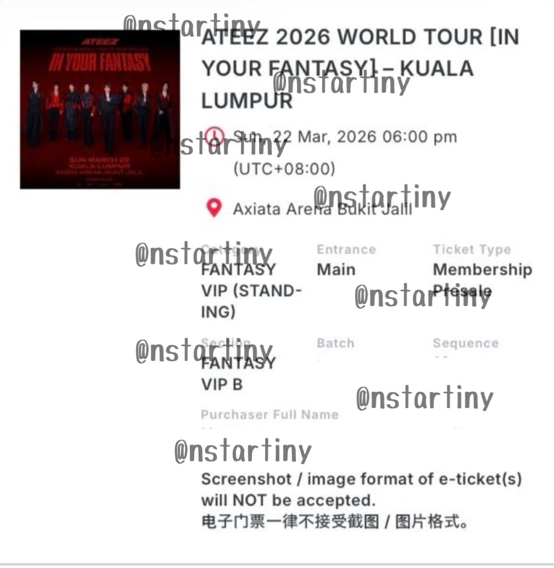 WTS ATEEZ IN YOUR FANTASY IN KUALA LUMPUR

- FANTASY VIP B
- LOW QN <70
- RM 1400 (wise, local bank)
- MYTINY can use your SPAYLATER! 👀
- RTS : helping friend unable to attend 😮‍💨

DM for inquiry!

#pasarATEEZ #ATEEZinKL #IYFinKL