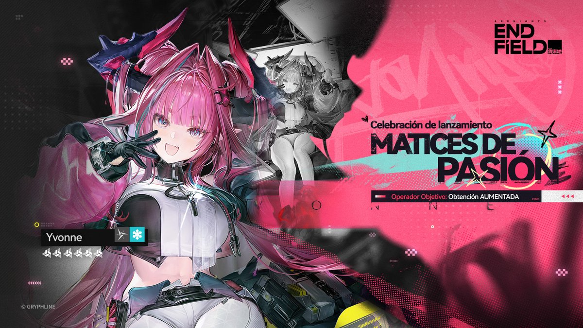 Detalles de la celebración de lanzamiento [Matices de pasión]

Hola, Endministrator:
Durante la Caza de reclutas certificada [Matices de pasión], ¡la operadora de 6★ [Yvonne] tendrá aumento de probabilidad!
El evento de inicio de sesión por tiempo limitado [Esplendor espectral]