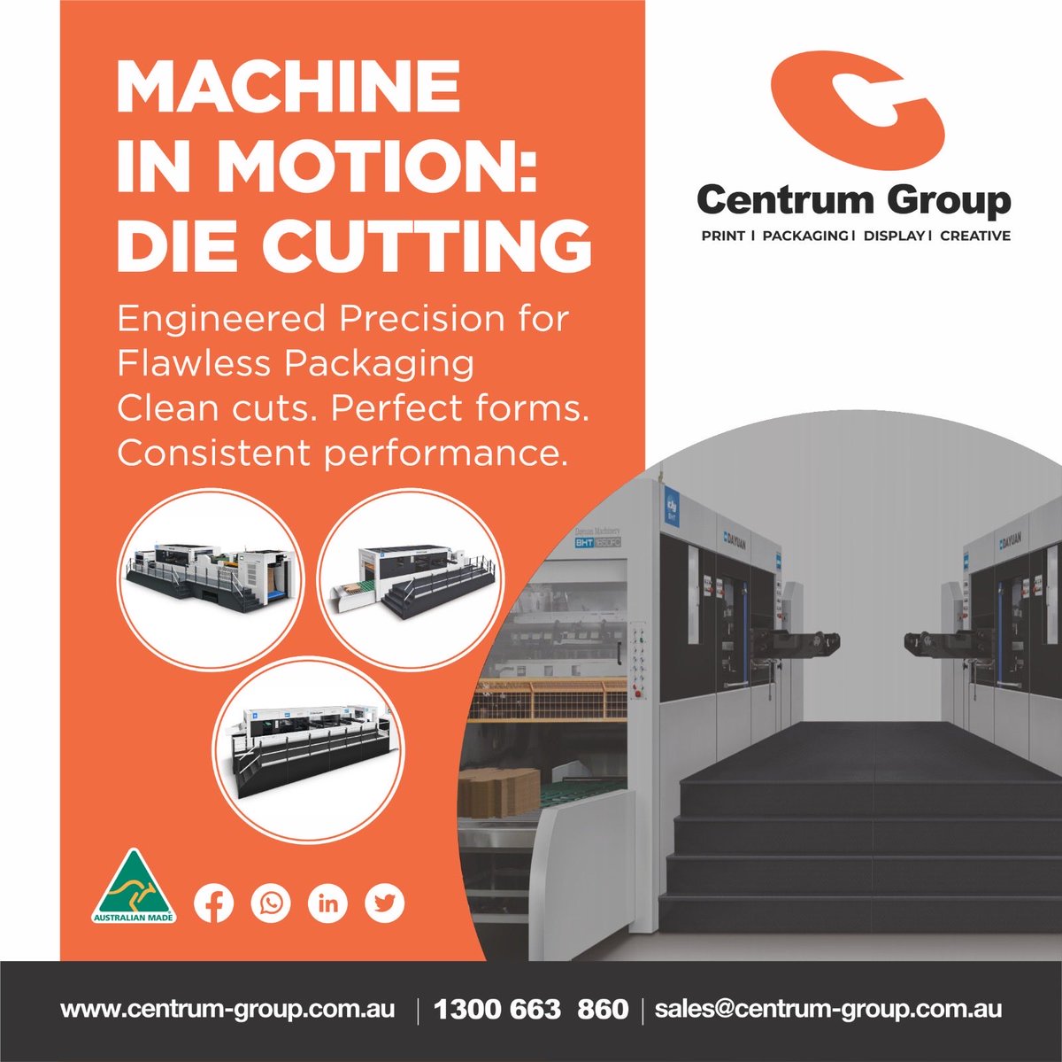 TheCentrumGroup's tweet image. Die cutting at full speed — built for accuracy, consistency, and clean results.
From intricate shapes to high‑volume runs, our machines deliver reliable performance and perfect cuts.

#DieCutting #PrintFinishing #PackagingProduction #PrintManufacturing #PrecisionEngineering