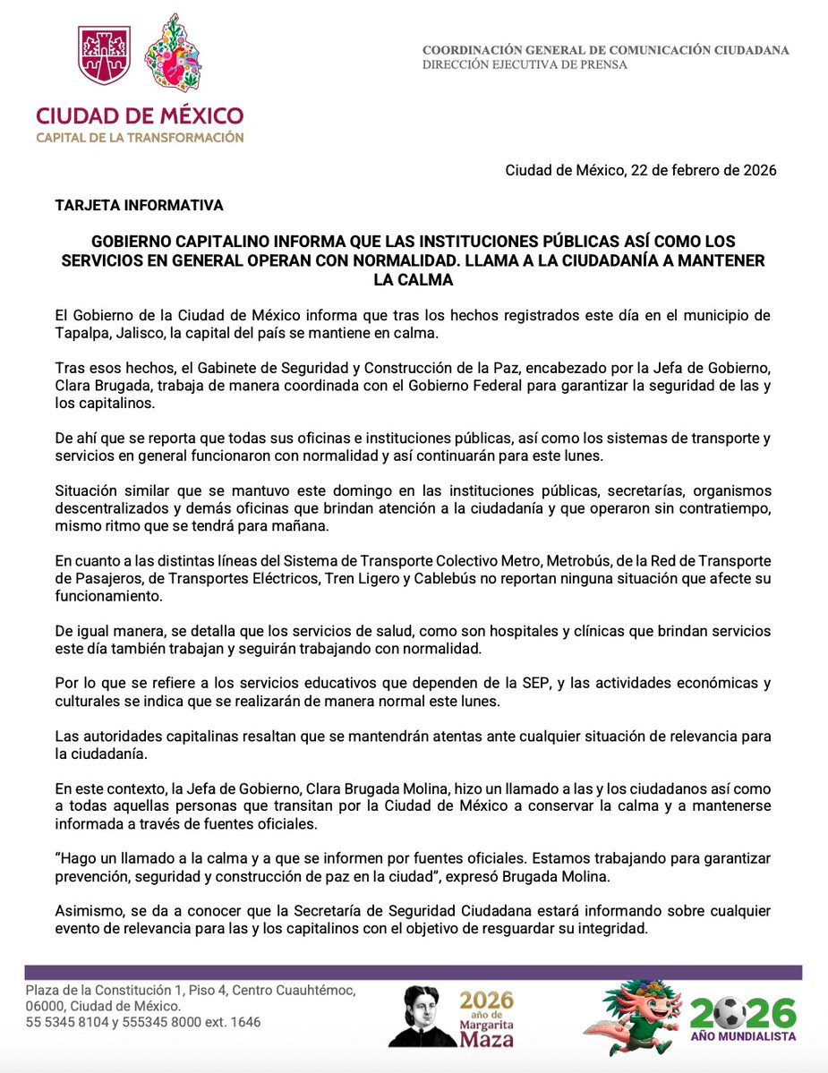 El Gobierno de la Ciudad de México #Informa. 👇🏻