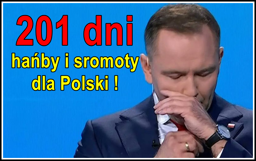 Przypominam, że w związku z nielegalnym zaprzysiężeniem uzurpatora #NOWROCKY, olaniem wyroków #TSUE i protestów wyborczych od #201dni Polacy skazani są na szkodliwe weta,legislacyjny sabotaż oraz polityczny szantaż naćpanego kibola i jego kamaryli. 
Tego chcesz, Polsko?😡
