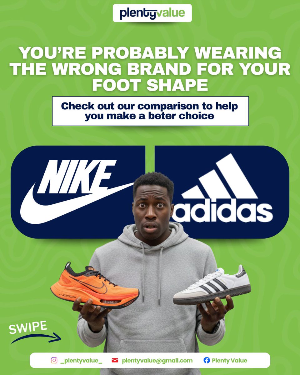 PlentyValue's tweet photo. It's not just about buying a brand, but knowing which brand suits you better. Consider footwear for example, your foot shape determines your foot wear. 

Check out these comparisons for more 

#footwear #productcomparison #plentyvalue #productanalysis https://t.co/CFWtI8YXmj