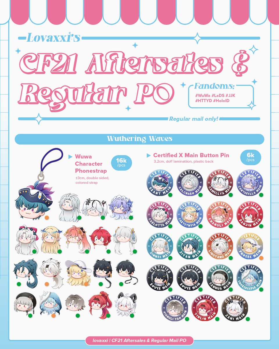 lovaxxi's tweet photo. [❤️&amp;🔁 Appreciated!]

My CF21 aftersales &amp; regular mail PO are open!

📅 Until 3 Mar

❣️ Fandoms:
- Wuthering Waves
- Love and Deepspace
- Jujutsu Kaisen
- How to Train Your Dragon
- Hololive ID

🔗 link in the replies 👇 https://t.co/IDv3qtb6u7