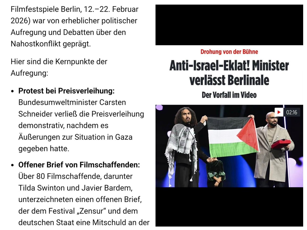 Warum wird in keiner einzigen  Nachrichtensendung  des @orf erwähnt, dass Linke die Berlinale für antisemitische Hetze und ihren Hass auf Juden missbraucht haben?