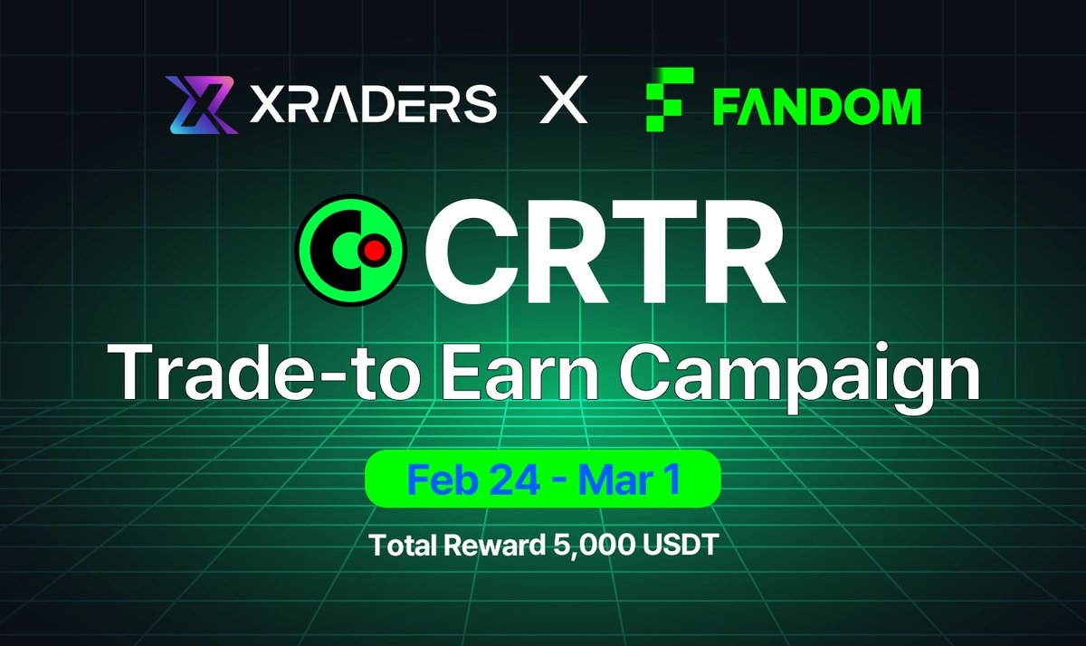 fandomcreator_'s tweet photo. 🚀 Fandom Trade-to-Earn Campaign 🚀

We’re excited to launch the official Trade-to-Earn Campaign with @xraders_xyz  🤝

🗓 Campaign Period
2026.02.24 – 2026.03.01
💰 Total Reward Pool
5,000 USDT

Trade. Compete. Earn.
The more you trade, the bigger your rewards.
Stay tuned for participation details & leaderboard updates. > https://t.co/ojA92T3EUl
Don’t miss your chance to grab a share of 5,000 USDT. 🔥