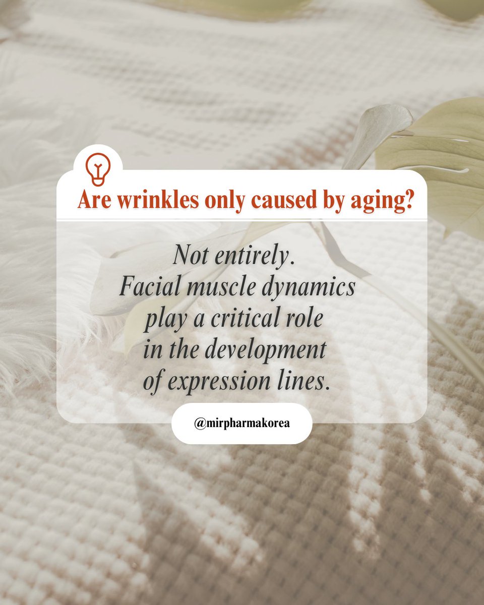 mirpharmakorea's tweet image. Expression lines are shaped by movement over time.

Understanding how they form is the first step toward refined aesthetic care.

#MedicalAesthetics #AestheticPractice #ExpressionLines
