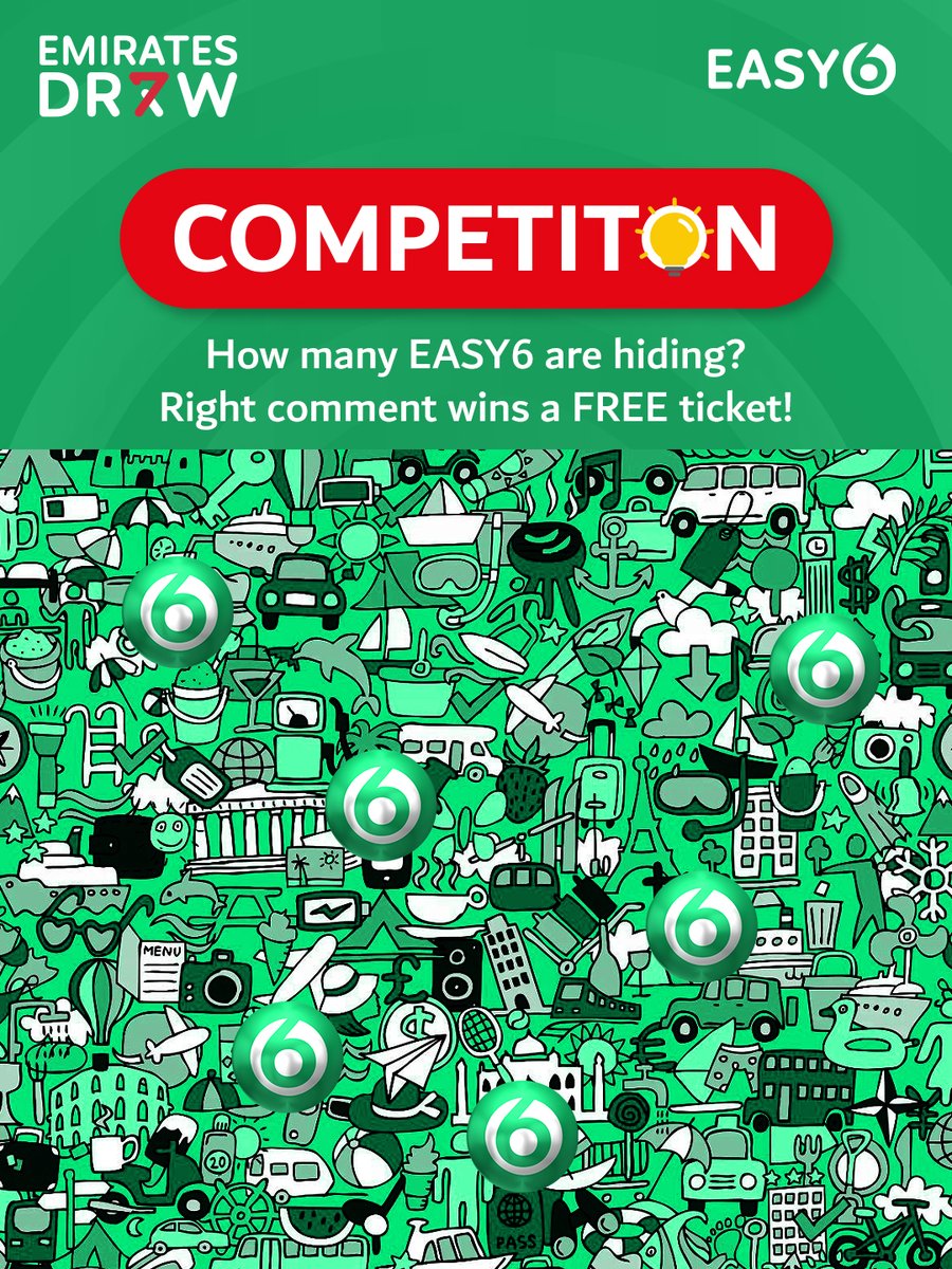 emiratesdraw's tweet photo. Spot the hiding EASY6s for FREE tickets 👀🎟️👇

✅ Comment using #EmiratesDraw
✅ Follow, like and share ❤️ ➡️
✅ Tag 3 friends
✅ Subscribe to our YouTube Channel

One lucky winner will be announced on Stories tomorrow at 5 PM GST. 📲
T&amp;Cs Apply https://t.co/bgTjlCE56H