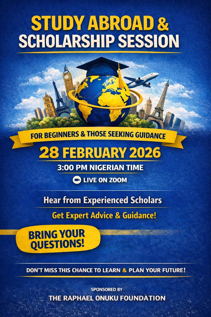 RO_Foundation's tweet photo. Some doors do not open because people are not smart enough. They stay closed because people do not have a map.

On Saturday, 28 February 2026, I am hosting a focused Zoom session for anyone who wants to study abroad and win #scholarship

#studyabroad #ScholarshipOpportunity https://t.co/zH3k8RcWCp