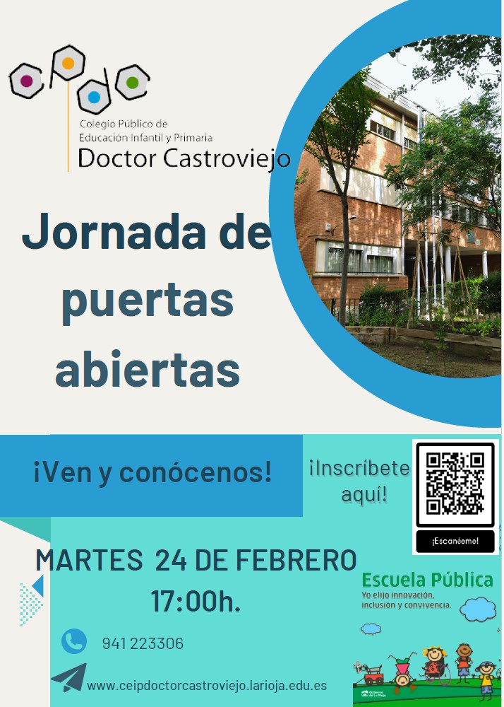 Los colegios os abren sus puertas para que podáis conocerlos.
Esta semana, estas son las jornadas de puertas abiertas: