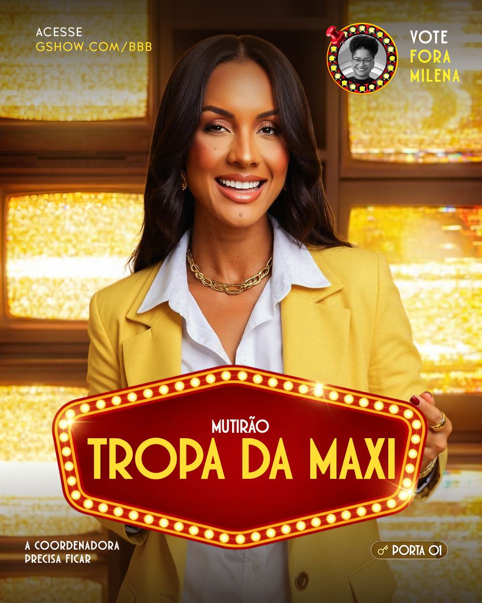 MaxianeR's tweet photo. 🏖️ MUTIRÃO TROPA DA MAXI INICIADO! 🏖️

🗳️ A CADA 10 VOTOS DE TORCIDA, COMENTE UM EMOJI AQUI.

🎯 META: 1k DE COMENTÁRIOS! 

✅ O voto é para eliminar. VOTE FORA MILENA!

⏰ ATÉ 09H!

🔗: https://t.co/2yhrdLu9Y9

#ForaMilena #BBB26 https://t.co/JdaVAJVnrb