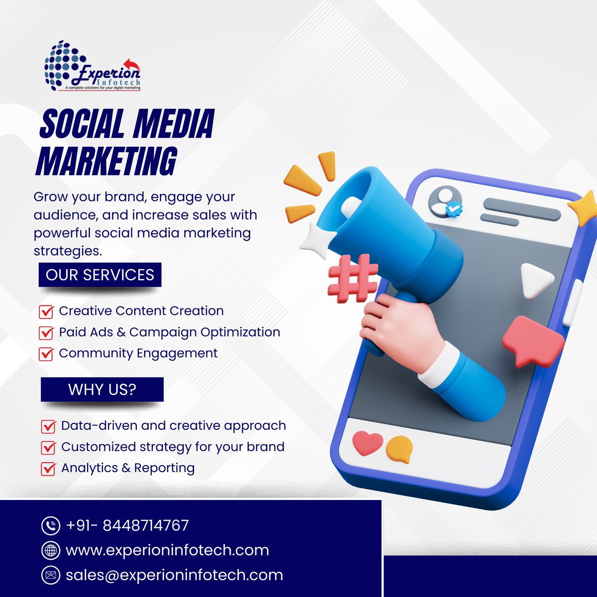 Experionit's tweet photo. Grow your brand, spark conversations, and turn followers into loyal customers 
✔ Creative Content Creation
✔ Paid Ads &amp; Campaign Optimization
Ready to amplify your online presence?
#SocialMediaMarketing #DigitalMarketing #BrandGrowth #ContentCreation #PaidAds https://t.co/wKcQ5wSuTy