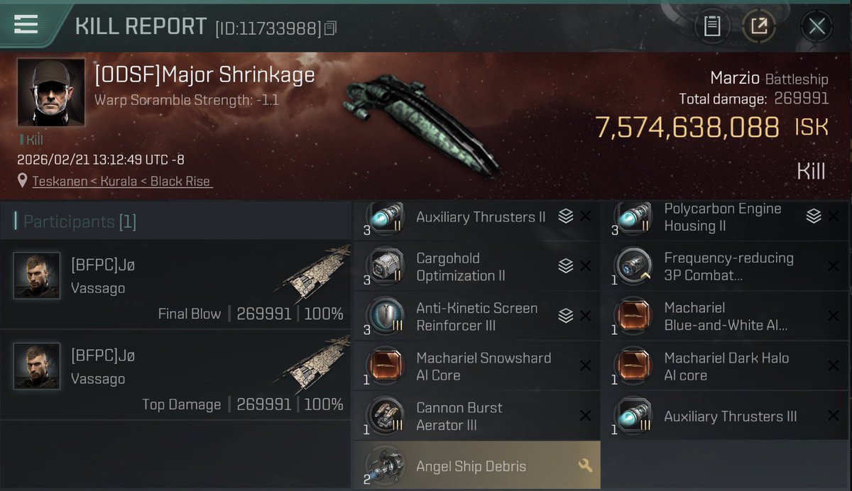 — The Marzio In Teskanen —

Scanned him down and saw what he was flying seconds after he entered the system. Figured if he lit a cyno, id just warp off instantly. 

I sat at 0 in the anom I just finished, lws back in and bombard loaded.

He arrived on grid, I waited, completely