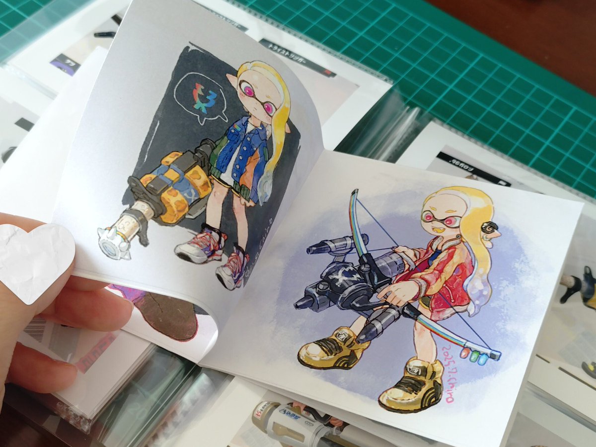 コンビニで絵のプリントも試してみたくなったので、A3出力して10×10cm