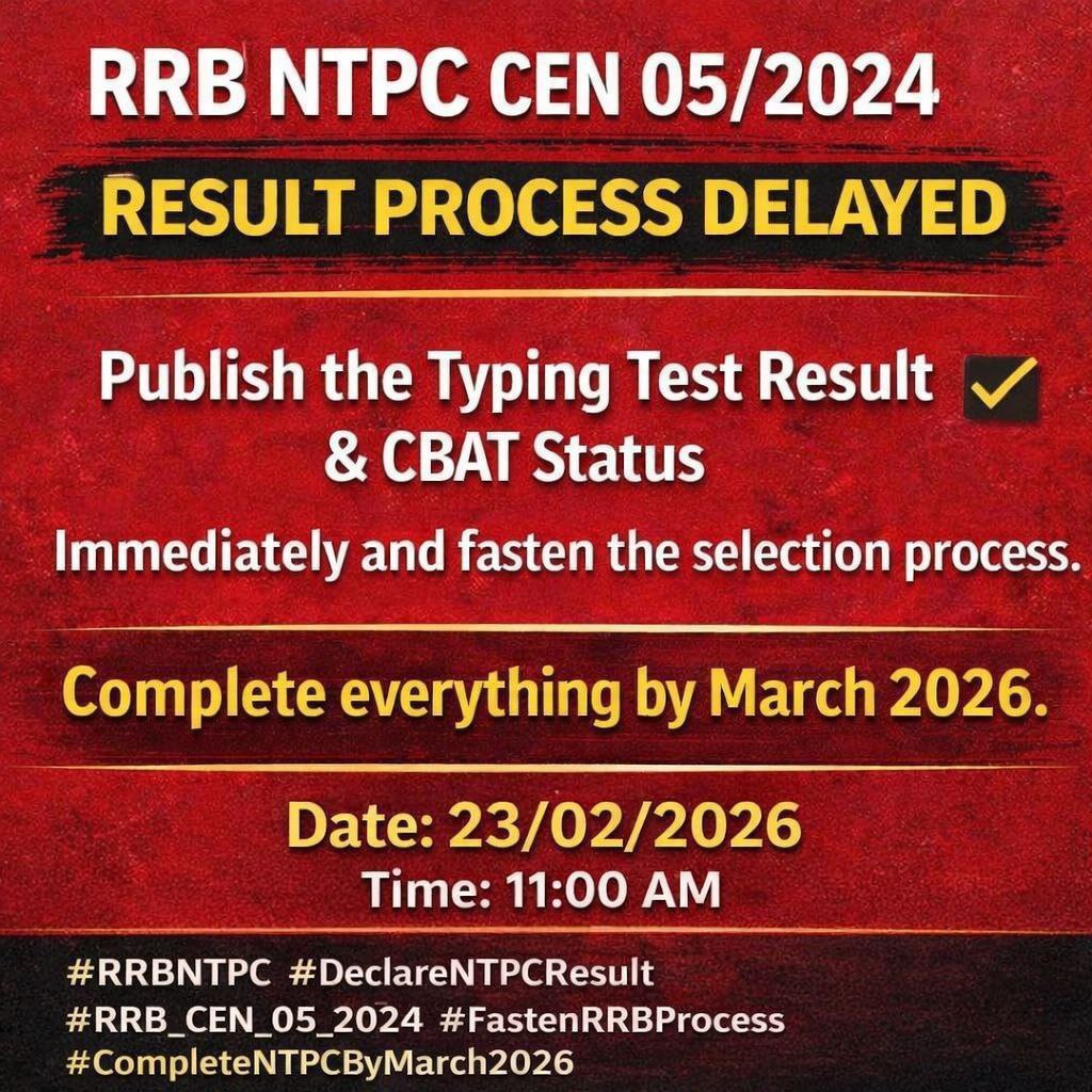 chatboxhub's tweet photo. The delay in finalizing the RRB NTPC CEN 05/2024 recruitment will directly affect upcoming recruitments and limit opportunities for Aspirants.

#RELEASE_NTPC_RESULT
#PUBLISH_NTPC_RESULT #AshwiniVaishnaw #rrb https://t.co/iyjfkjczIo