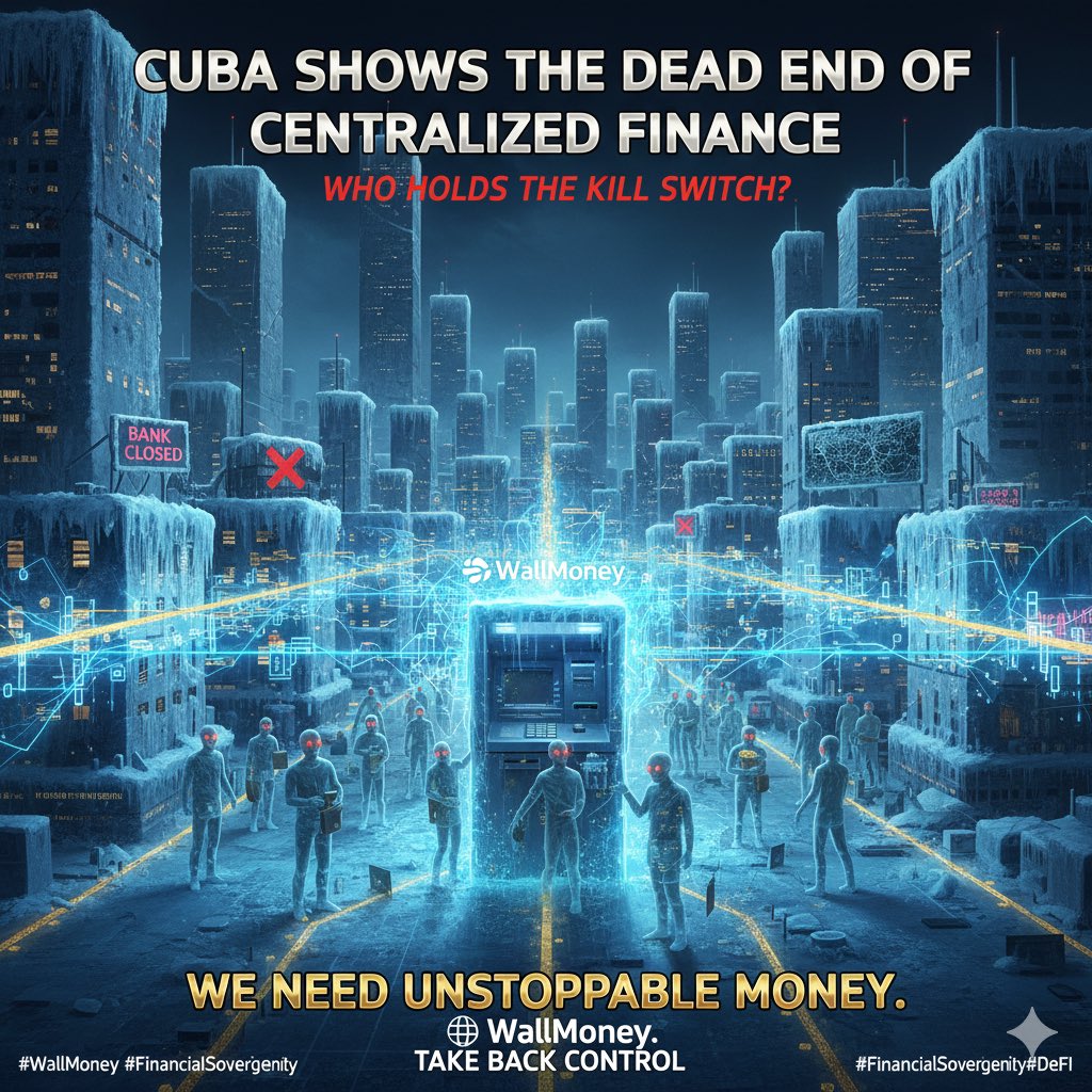 bosscom1sa's tweet image. Look at Cuba.

No cash in ATMs.
Bank accounts frozen.
Zero access to your own money.

This is the dead end of "Centralized Finance."

The problem isn't whether it’s paper or digital.

The problem is: Who holds the kill switch?

When the state stops, your money stops.
That’s why