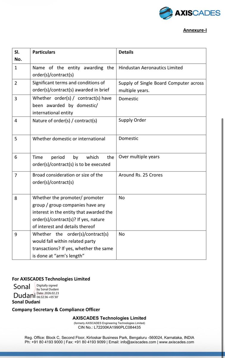 manoj_bandre's tweet photo. Axiscades Technologies - Subsidiary Mistral Solutions Private Limited has received the order of Rs. 25cr from HAL for Supply of Single Board Computer across multiple years.
#AxiscadesTechnologies #HAL https://t.co/v2wOshyxBk