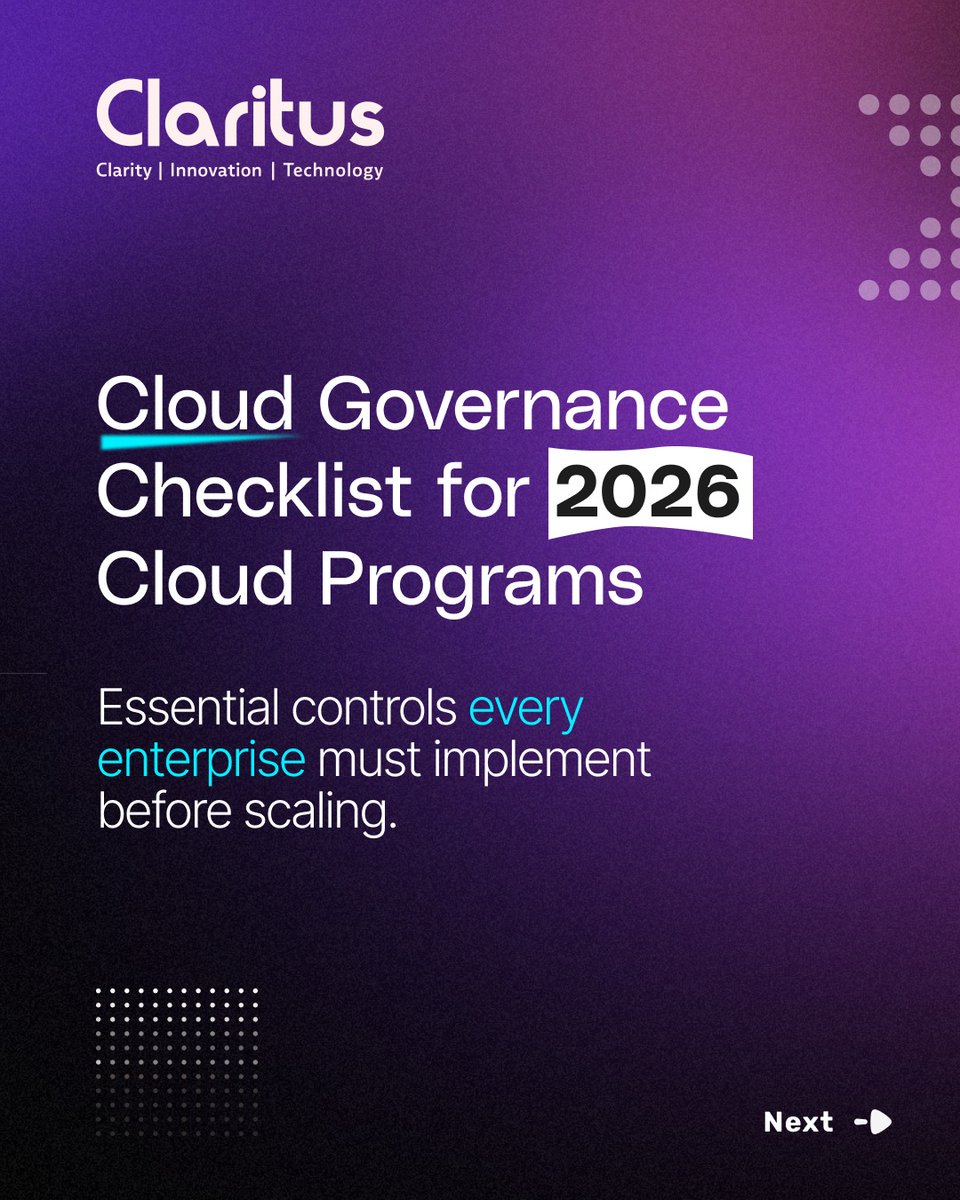 consultclaritus's tweet photo. Cloud programs fail when governance comes last. https://t.co/40wKiYjuHI