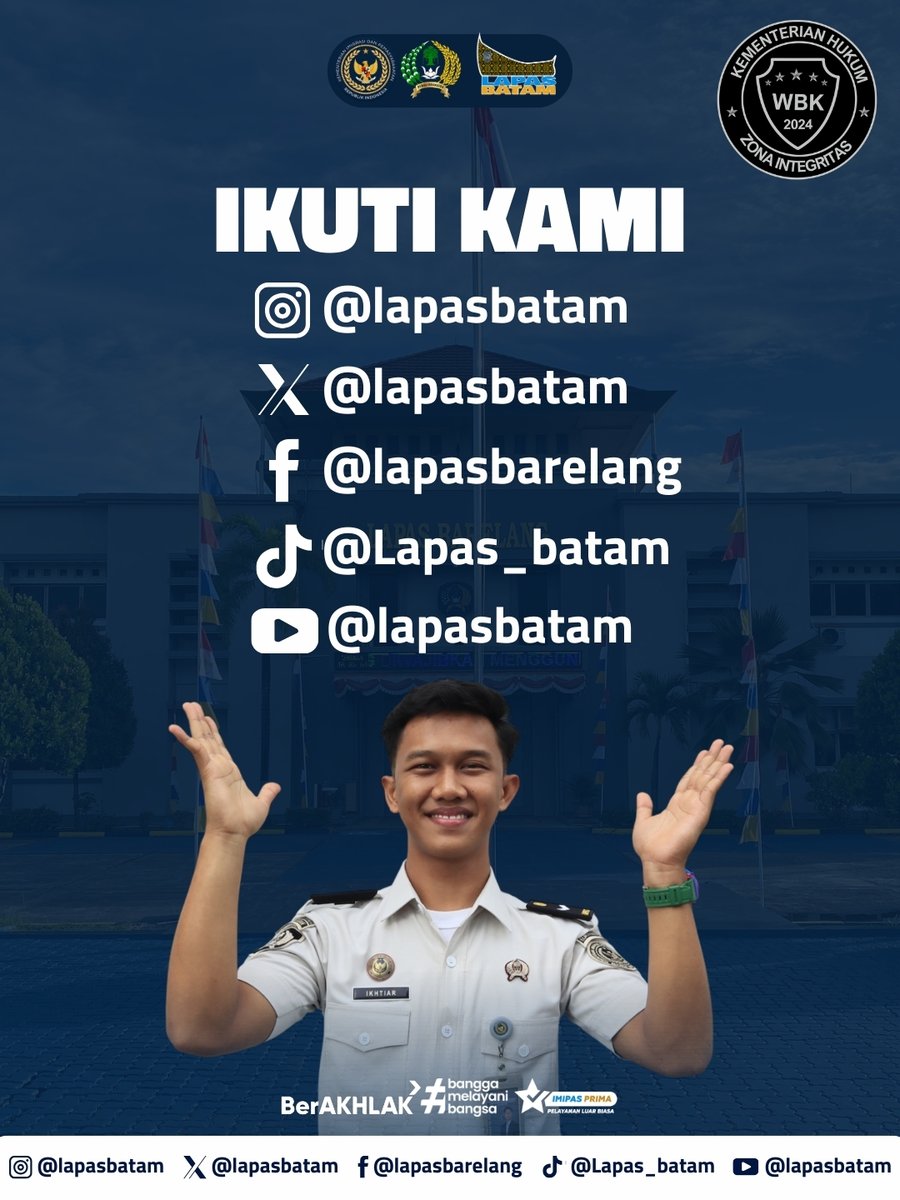 #Sobatpastama

Kalapas Batam Yosafat Rizanto menghimbau seluruh petugas Lapas batam agar melapor pajak pada Aplikasi Coretax tepat Waktu.

@kalapasbatam
@pemasyarakatankepri
<a href="/kemenimipas/">Kementerian Imigrasi dan Pemasyarakatan Republik I</a>
@ditjenpas
<a href="/agusandrianto/">agus andrianto</a>.id

#kemenimipas
#pajak
#lapasbatam
#YosafatRizanto