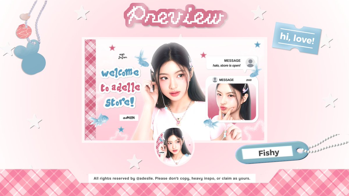 adeslle's tweet image. help repost, thank you! 

ֹ  ◟🎀 ₊ haloo adelle optip katalog FISHY dengan special price 1O.OOO saja, ada versi x dan wabis. cek reply yaa, happy jajan &amp;lt;3!  ↓ 𓈒  📂

#zonauang