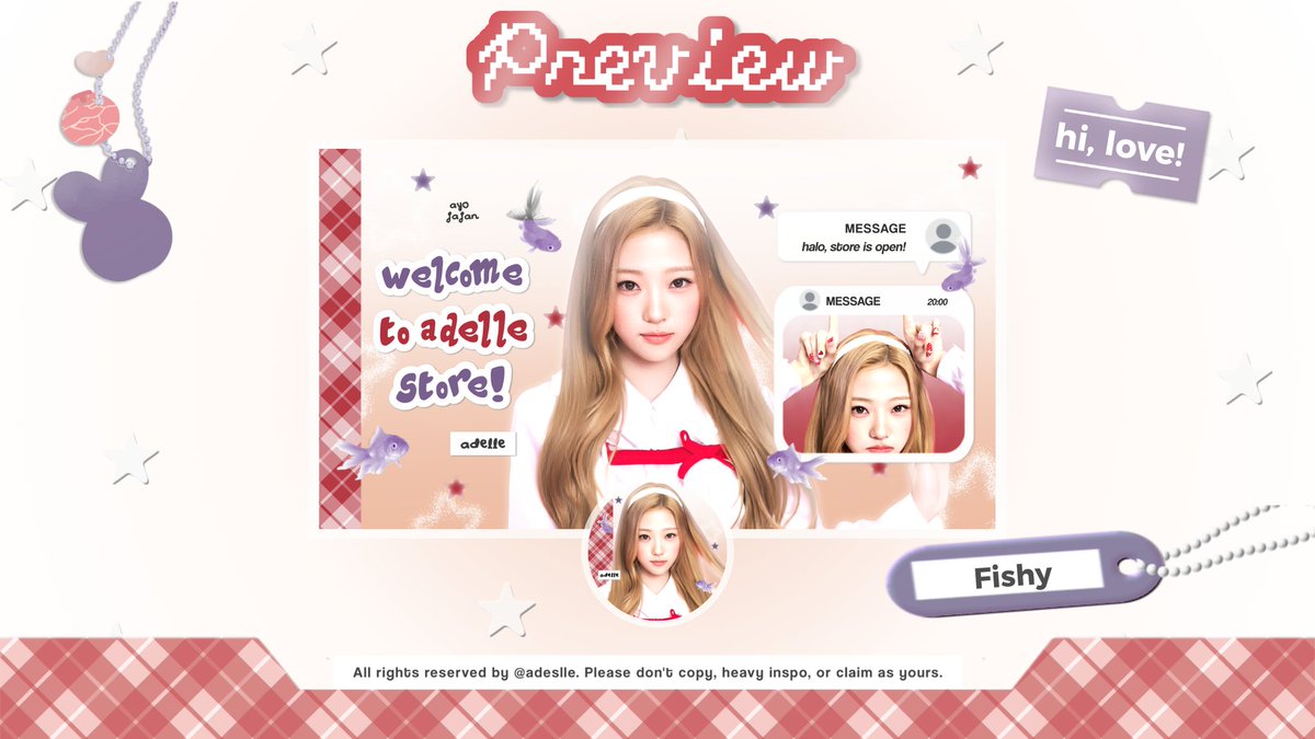 adeslle's tweet image. help repost, thank you! 

ֹ  ◟🎀 ₊ haloo adelle optip katalog FISHY dengan special price 1O.OOO saja, ada versi x dan wabis. cek reply yaa, happy jajan &amp;lt;3!  ↓ 𓈒  📂

#zonauang
